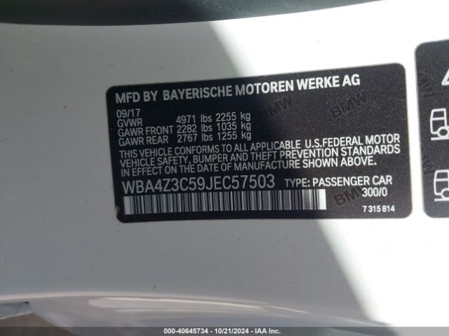 Photo 8 VIN: WBA4Z3C59JEC57503 - BMW 430I 