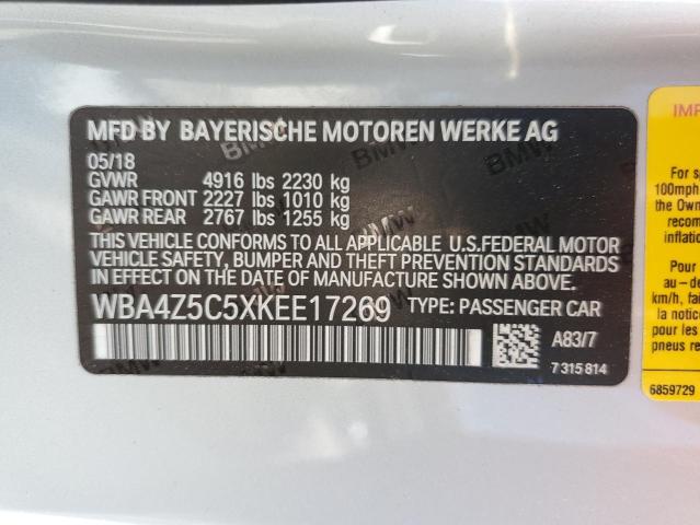 Photo 12 VIN: WBA4Z5C5XKEE17269 - BMW 4 SERIES 