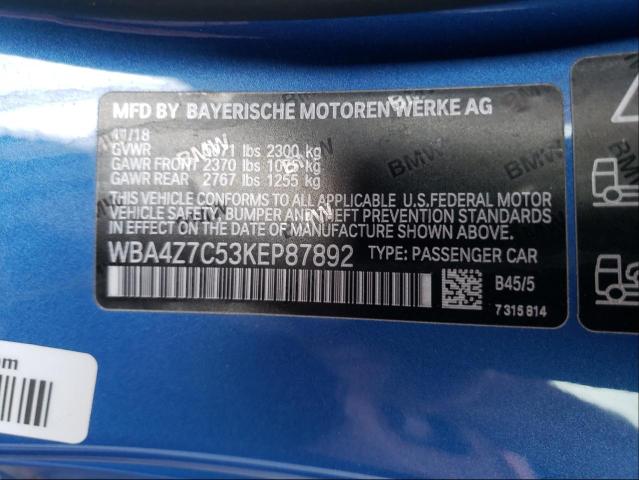 Photo 9 VIN: WBA4Z7C53KEP87892 - BMW 440XI 