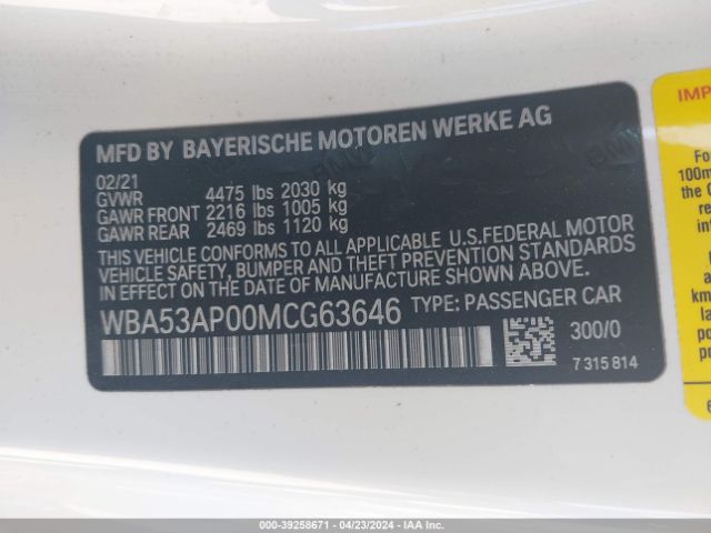 Photo 8 VIN: WBA53AP00MCG63646 - BMW 430I 