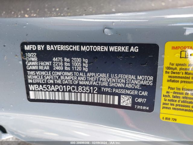 Photo 8 VIN: WBA53AP01PCL83512 - BMW 430I 