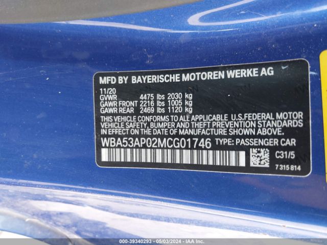 Photo 8 VIN: WBA53AP02MCG01746 - BMW 430I 