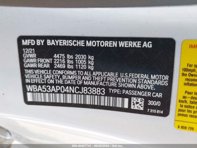 Photo 8 VIN: WBA53AP04NCJ83883 - BMW 430I 