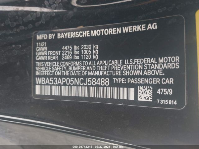 Photo 8 VIN: WBA53AP05NCJ58488 - BMW 430I 