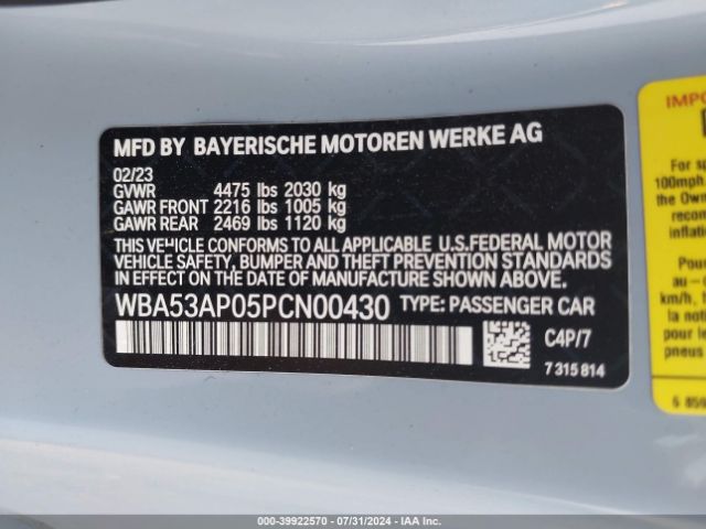 Photo 8 VIN: WBA53AP05PCN00430 - BMW 430I 