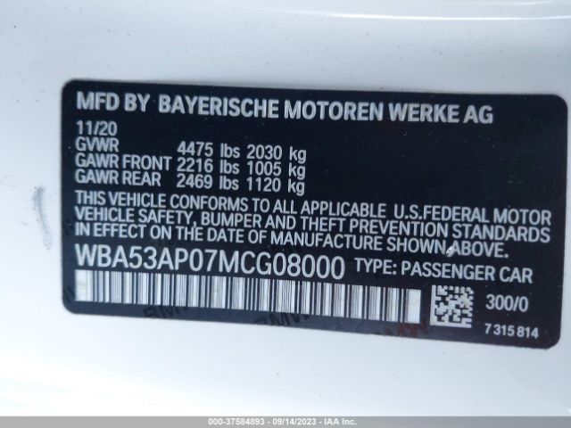 Photo 8 VIN: WBA53AP07MCG08000 - BMW 430I 