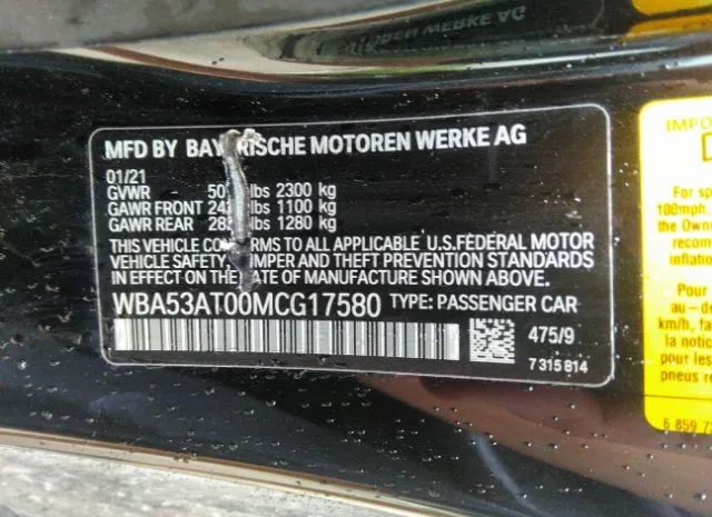 Photo 8 VIN: WBA53AT00MCG17580 - BMW 4 SERIES 