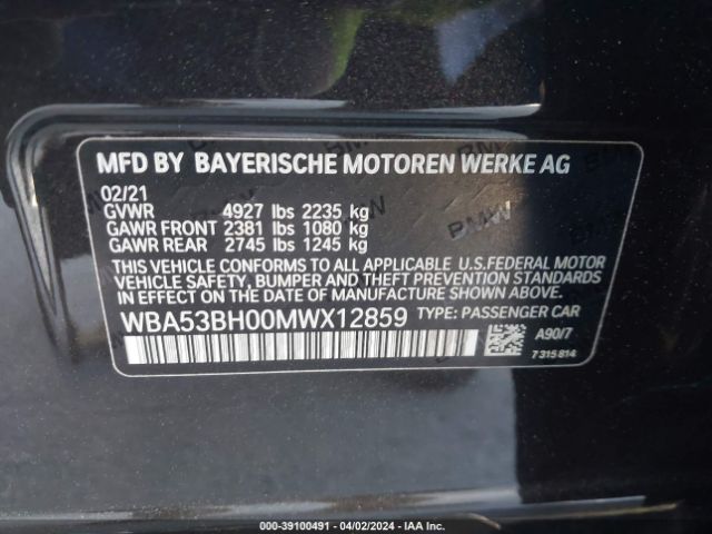 Photo 8 VIN: WBA53BH00MWX12859 - BMW 530I 