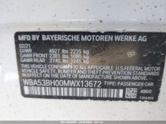 Photo 8 VIN: WBA53BH00MWX13672 - BMW 530I 