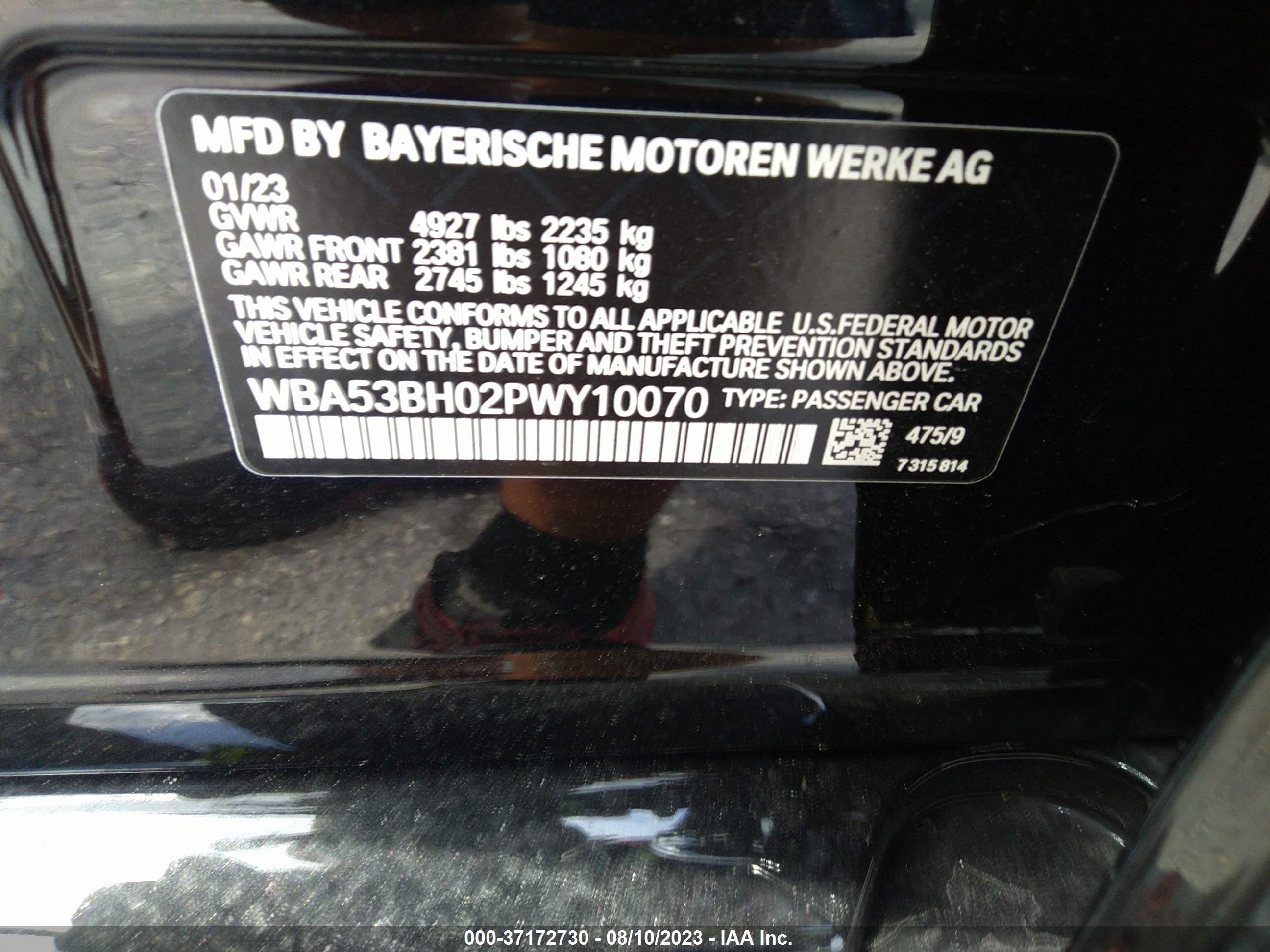 Photo 8 VIN: WBA53BH02PWY10070 - BMW 5ER 