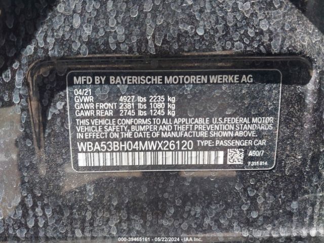 Photo 8 VIN: WBA53BH04MWX26120 - BMW 530I 