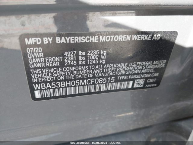 Photo 8 VIN: WBA53BH05MCF08515 - BMW 530I 