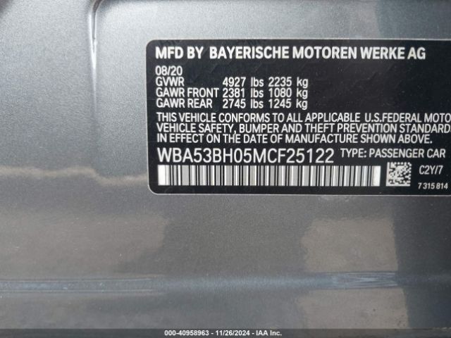 Photo 8 VIN: WBA53BH05MCF25122 - BMW 530I 