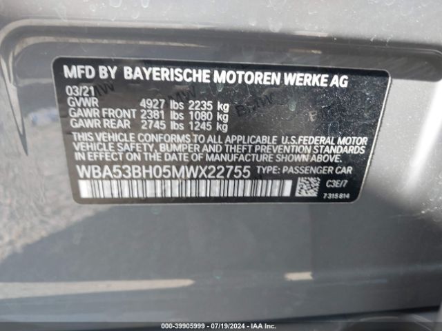 Photo 8 VIN: WBA53BH05MWX22755 - BMW 530I 