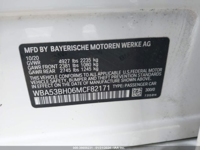 Photo 8 VIN: WBA53BH06MCF82171 - BMW 530I 