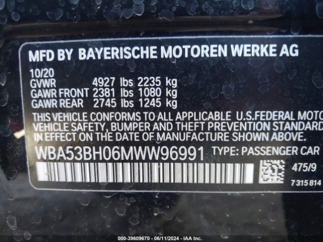 Photo 8 VIN: WBA53BH06MWW96991 - BMW 530I 