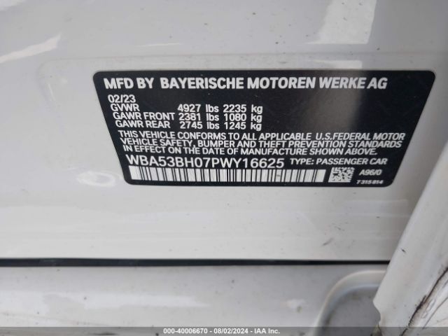 Photo 8 VIN: WBA53BH07PWY16625 - BMW 530I 