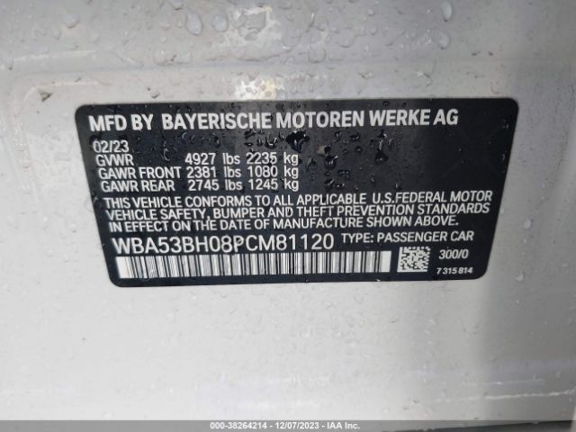 Photo 8 VIN: WBA53BH08PCM81120 - BMW 530I 