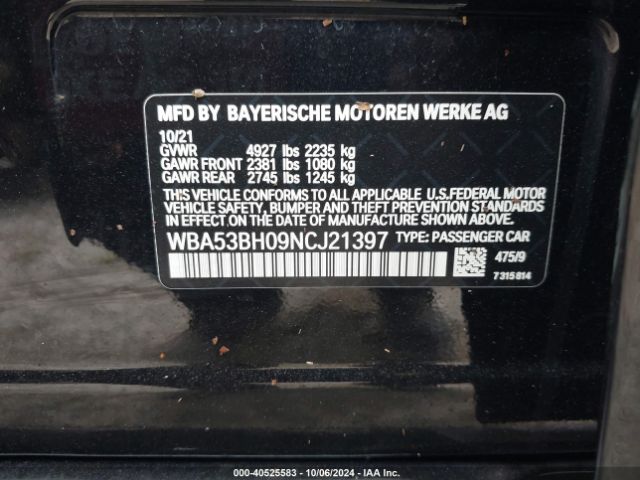 Photo 8 VIN: WBA53BH09NCJ21397 - BMW 530I 