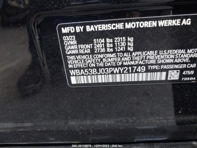 Photo 8 VIN: WBA53BJ03PWY21749 - BMW 540I 