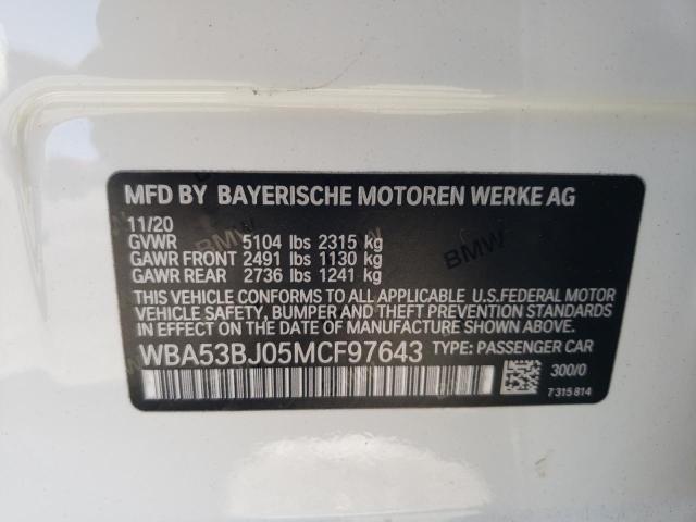 Photo 9 VIN: WBA53BJ05MCF97643 - BMW 540 I 