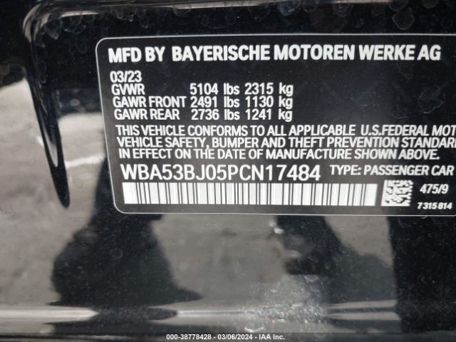 Photo 8 VIN: WBA53BJ05PCN17484 - BMW 540I 