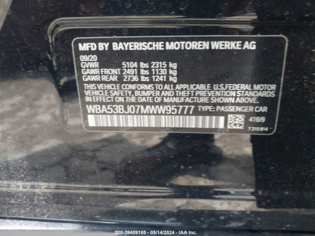 Photo 8 VIN: WBA53BJ07MWW95777 - BMW 540 