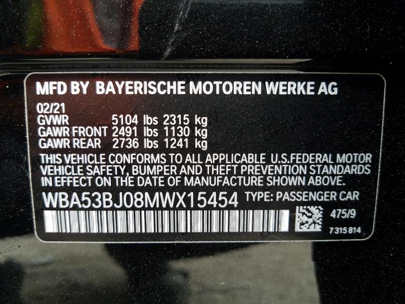 Photo 9 VIN: WBA53BJ08MWX15454 - BMW 5 SERIES 