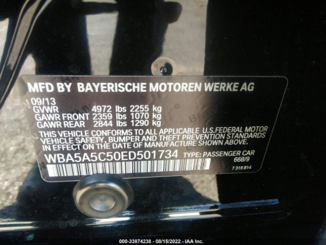 Photo 8 VIN: WBA5A5C50ED501734 - BMW 5 SERIES 