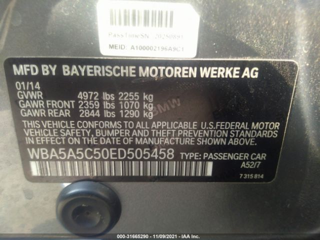 Photo 8 VIN: WBA5A5C50ED505458 - BMW 5 