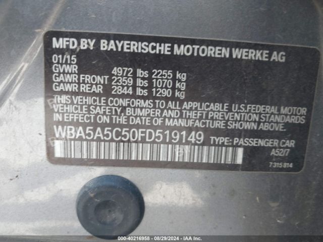 Photo 8 VIN: WBA5A5C50FD519149 - BMW 528I 