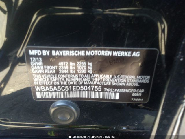 Photo 8 VIN: WBA5A5C51ED504755 - BMW 5 