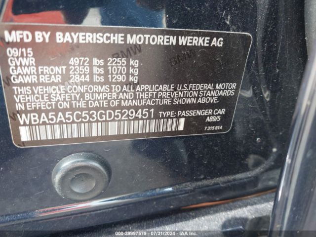 Photo 8 VIN: WBA5A5C53GD529451 - BMW 528I 