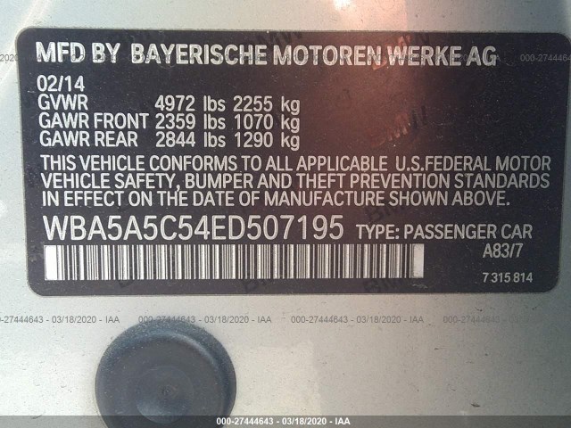 Photo 8 VIN: WBA5A5C54ED507195 - BMW 5 