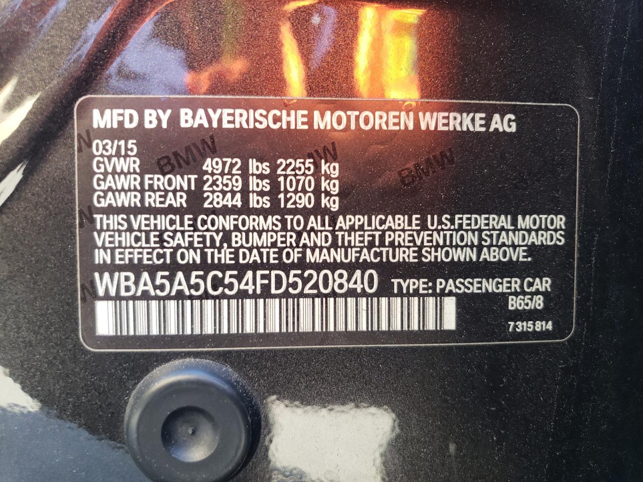 Photo 12 VIN: WBA5A5C54FD520840 - BMW 5ER 