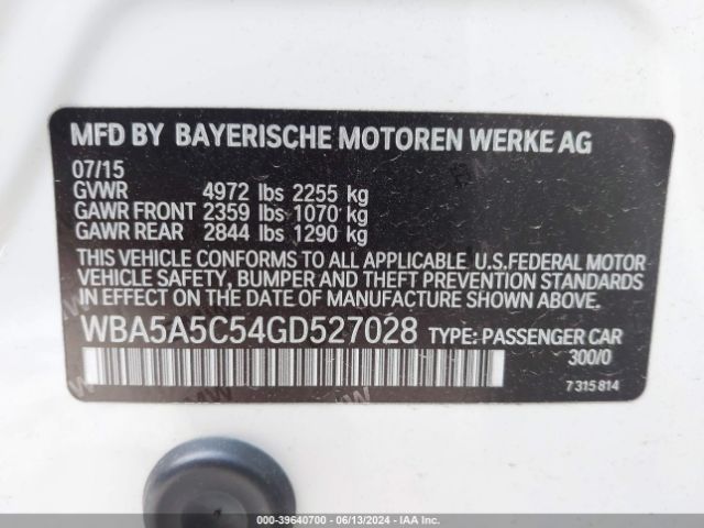 Photo 8 VIN: WBA5A5C54GD527028 - BMW 528I 