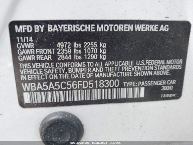 Photo 8 VIN: WBA5A5C56FD518300 - BMW 528I 