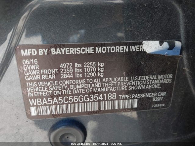 Photo 8 VIN: WBA5A5C56GG354188 - BMW 528I 