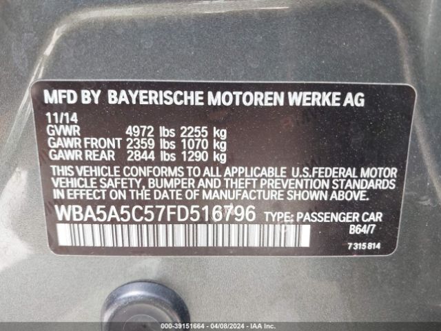 Photo 8 VIN: WBA5A5C57FD516796 - BMW 528I 