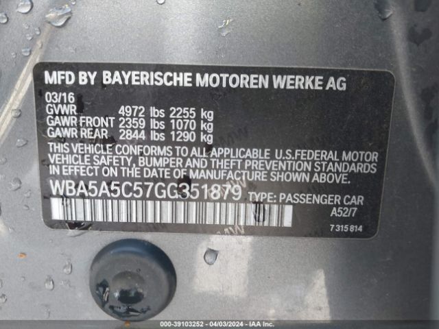 Photo 8 VIN: WBA5A5C57GG351879 - BMW 528I 