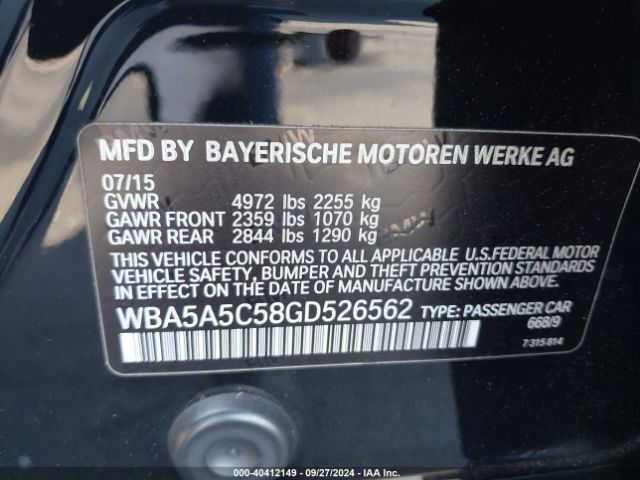 Photo 8 VIN: WBA5A5C58GD526562 - BMW 528I 