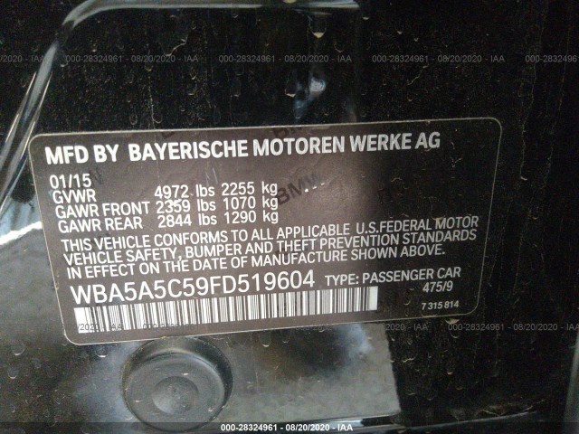 Photo 8 VIN: WBA5A5C59FD519604 - BMW 5 