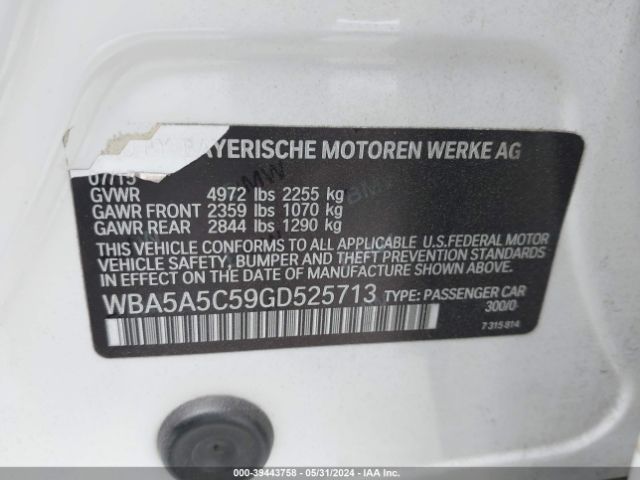 Photo 8 VIN: WBA5A5C59GD525713 - BMW 528I 