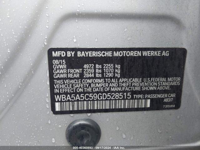 Photo 8 VIN: WBA5A5C59GD528515 - BMW 528I 