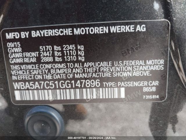 Photo 8 VIN: WBA5A7C51GG147896 - BMW 528I 