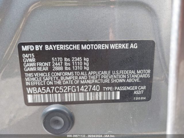 Photo 8 VIN: WBA5A7C52FG142740 - BMW 528I 