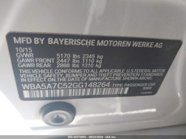 Photo 8 VIN: WBA5A7C52GG148264 - BMW 528I 