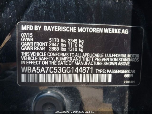 Photo 8 VIN: WBA5A7C53GG144871 - BMW 528I 