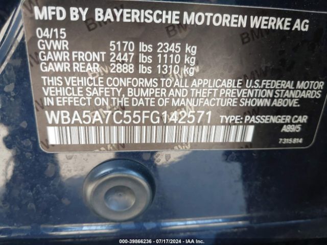 Photo 8 VIN: WBA5A7C55FG142571 - BMW 528I 