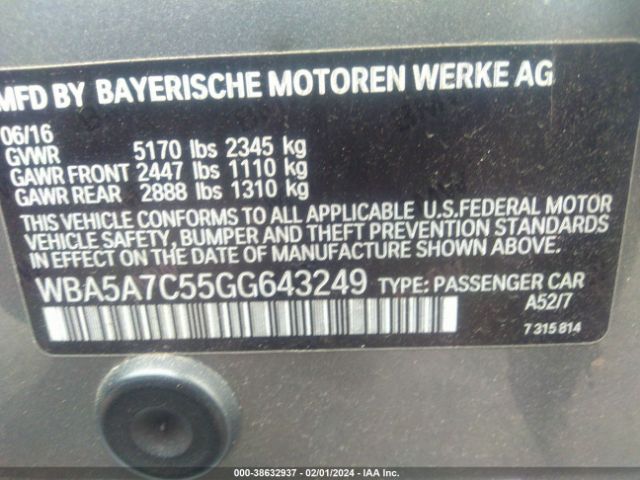 Photo 8 VIN: WBA5A7C55GG643249 - BMW 528I 